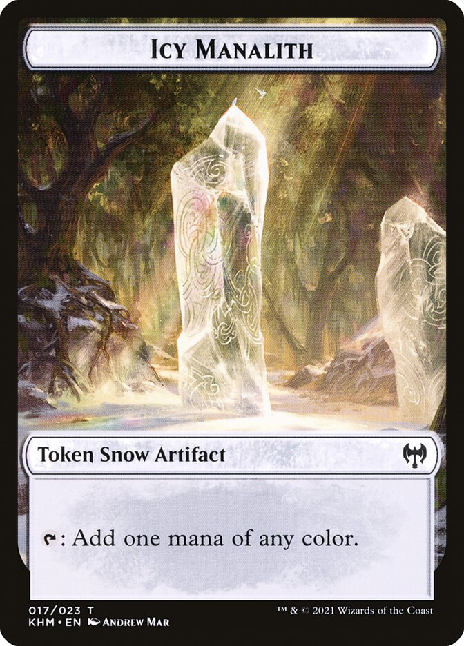 Human Warrior // Icy Manalith Double-sided Token [Kaldheim Tokens] | Local Legends