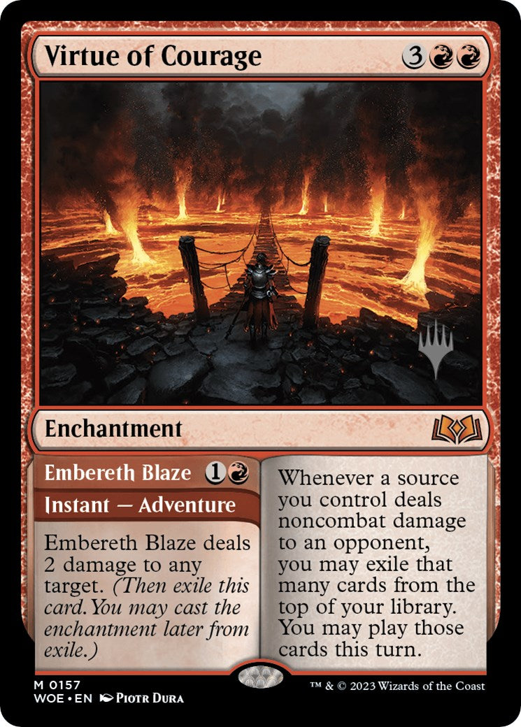 Virtue of Courage //Embereth Blaze (Promo Pack) [Wilds of Eldraine Promos] | Golgari Games