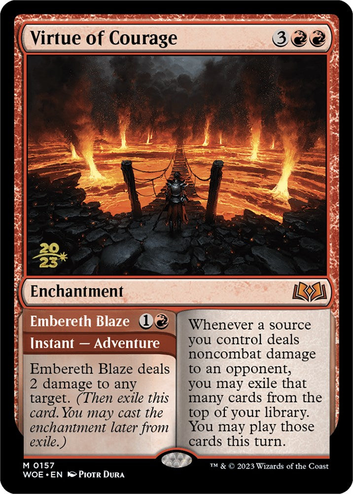 Virtue of Courage //Embereth Blaze (Promo Pack) [Wilds of Eldraine Promos] | Golgari Games