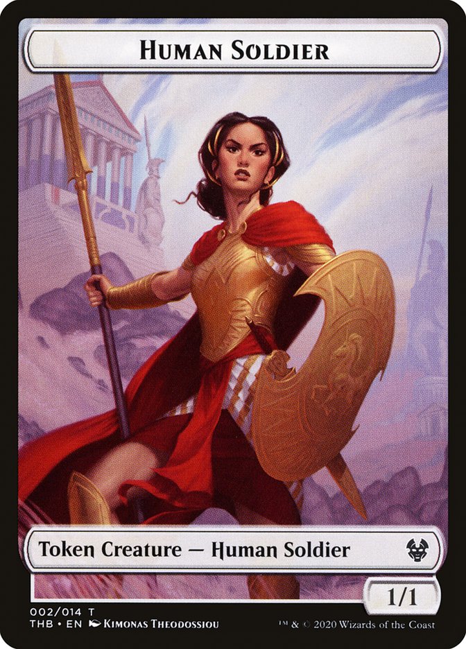 Goat // Human Soldier Double-sided Token [Theros Beyond Death Tokens] | Golgari Games