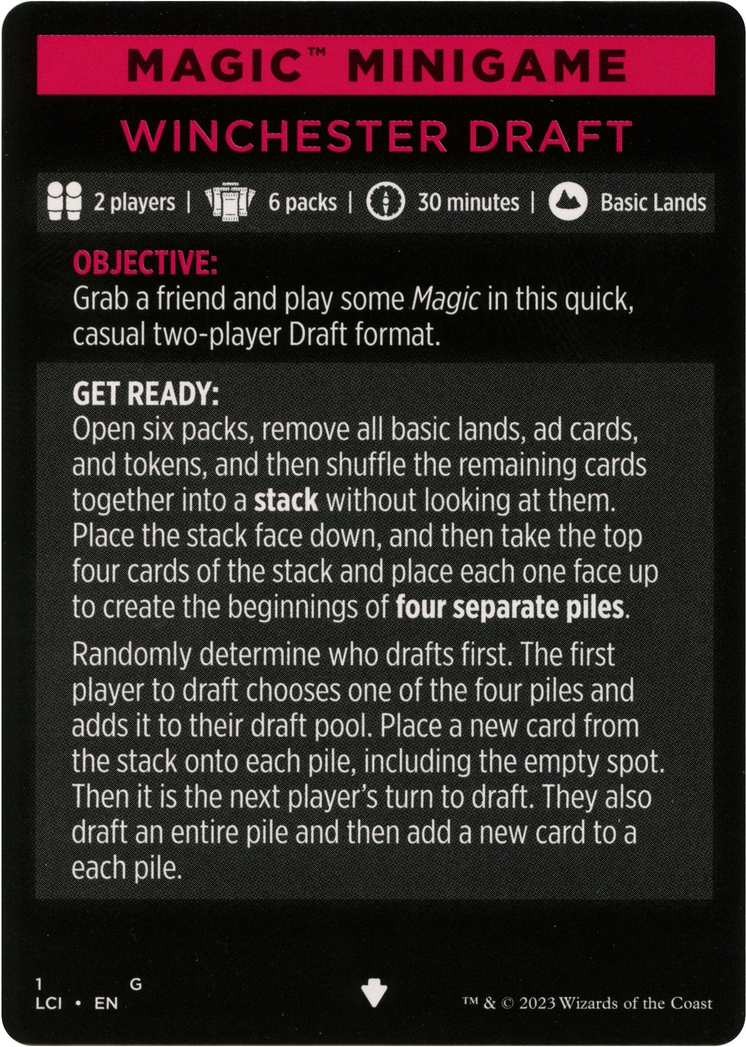 Winchester Draft (Magic Minigame) [The Lost Caverns of Ixalan Minigame] | Local Legends