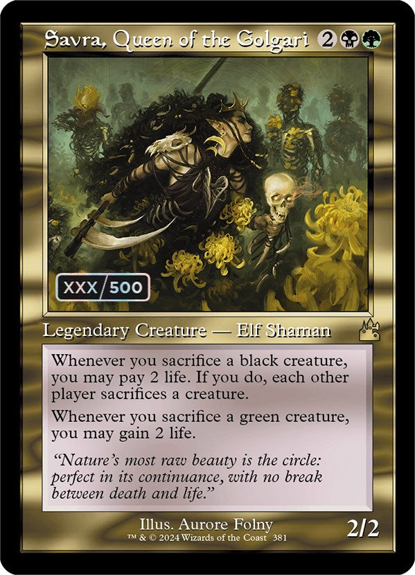 Savra, Queen of the Golgari (Retro) (Serialized) [Ravnica Remastered] | Local Legends