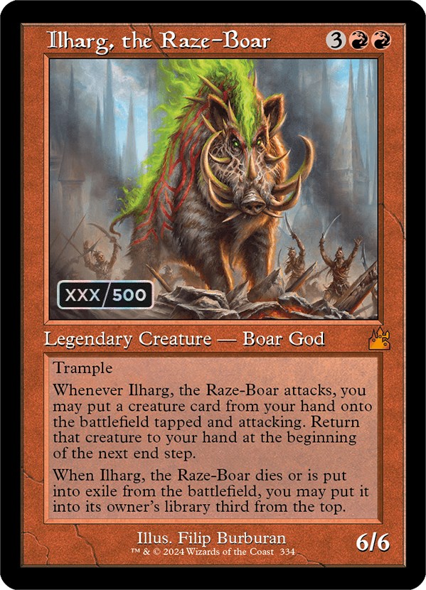 Ilharg, the Raze-Boar (Retro) (Serialized) [Ravnica Remastered] | Golgari Games