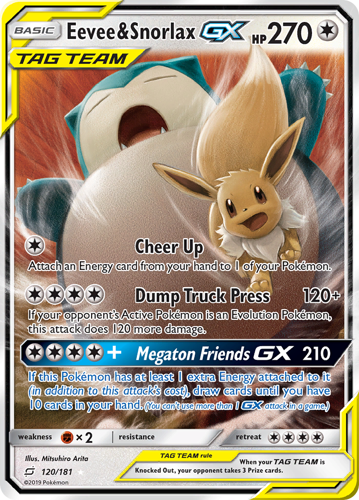 Eevee & Snorlax GX (120/181) [Sun & Moon: Team Up] | Golgari Games