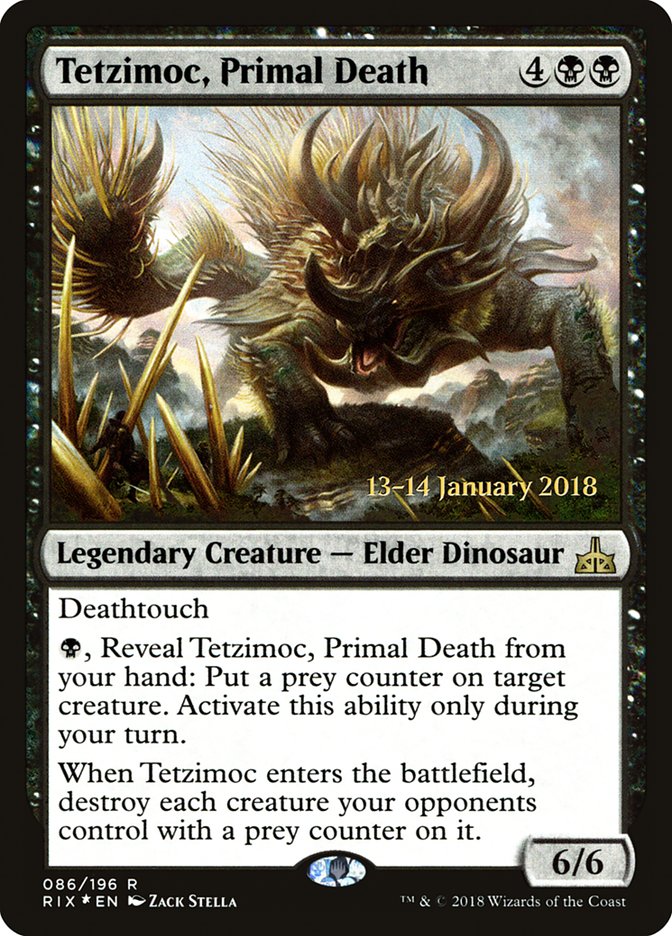 Tetzimoc, Primal Death [Rivals of Ixalan Prerelease Promos] | Golgari Games