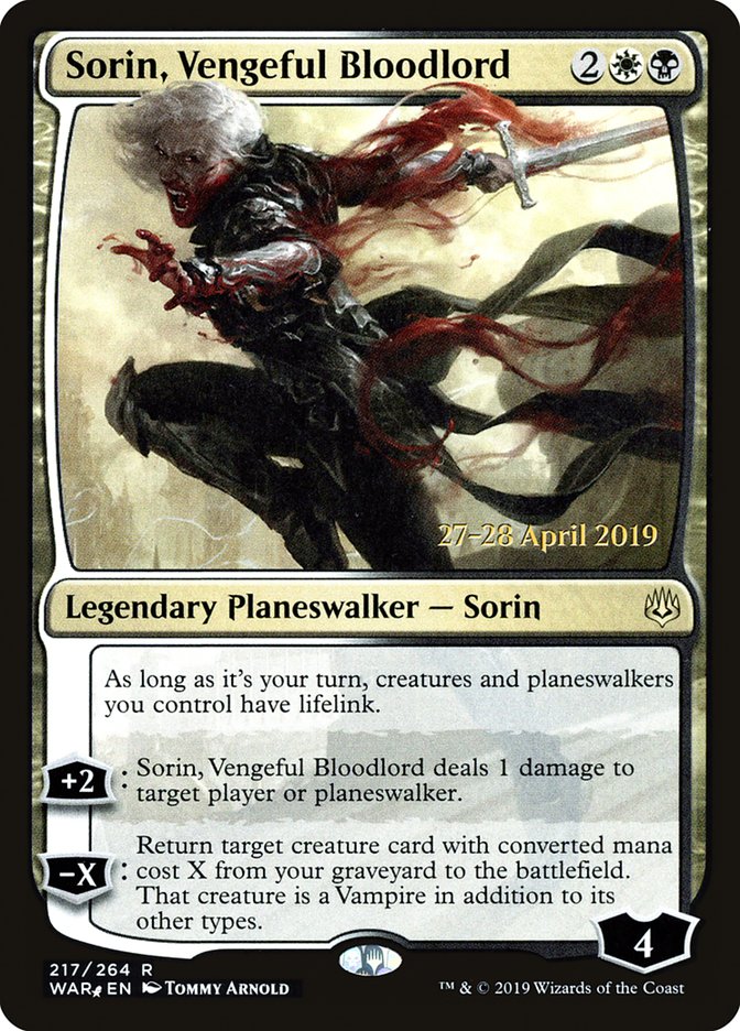 Sorin, Vengeful Bloodlord [War of the Spark Prerelease Promos] | Golgari Games