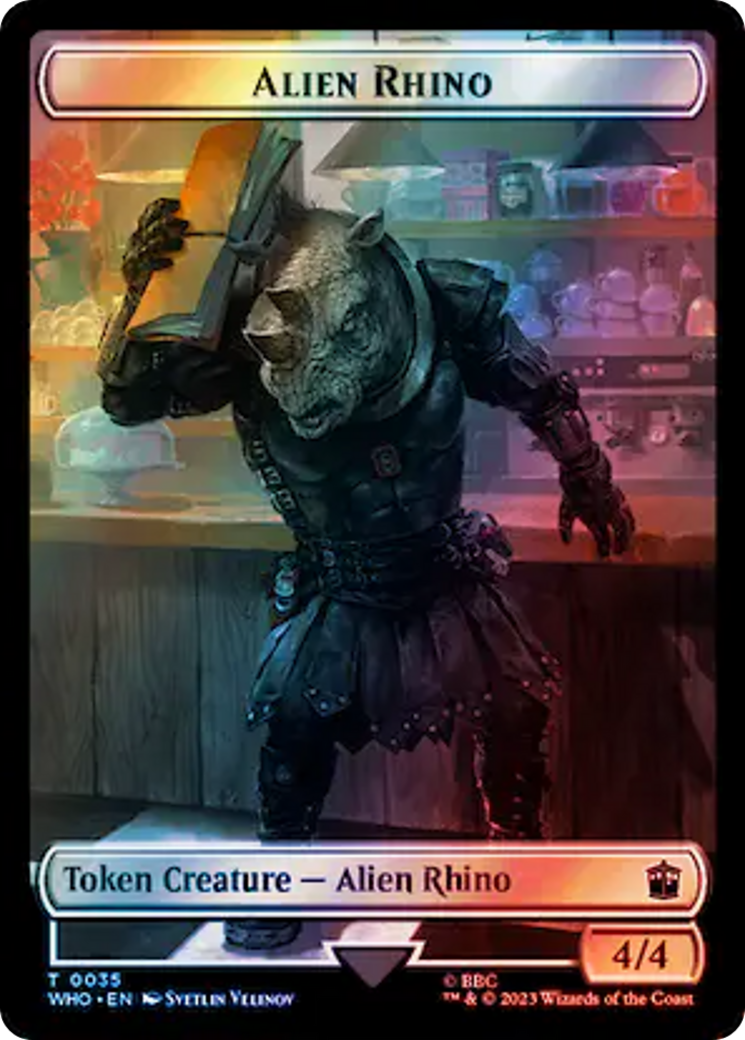 Alien Rhino // Treasure (0061) Double-Sided Token (Surge Foil) [Doctor Who Tokens] | Golgari Games