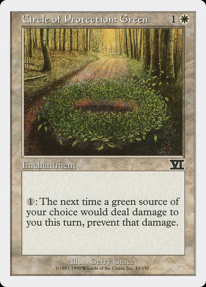 Circle of Protection: Green [Classic Sixth Edition] | Golgari Games