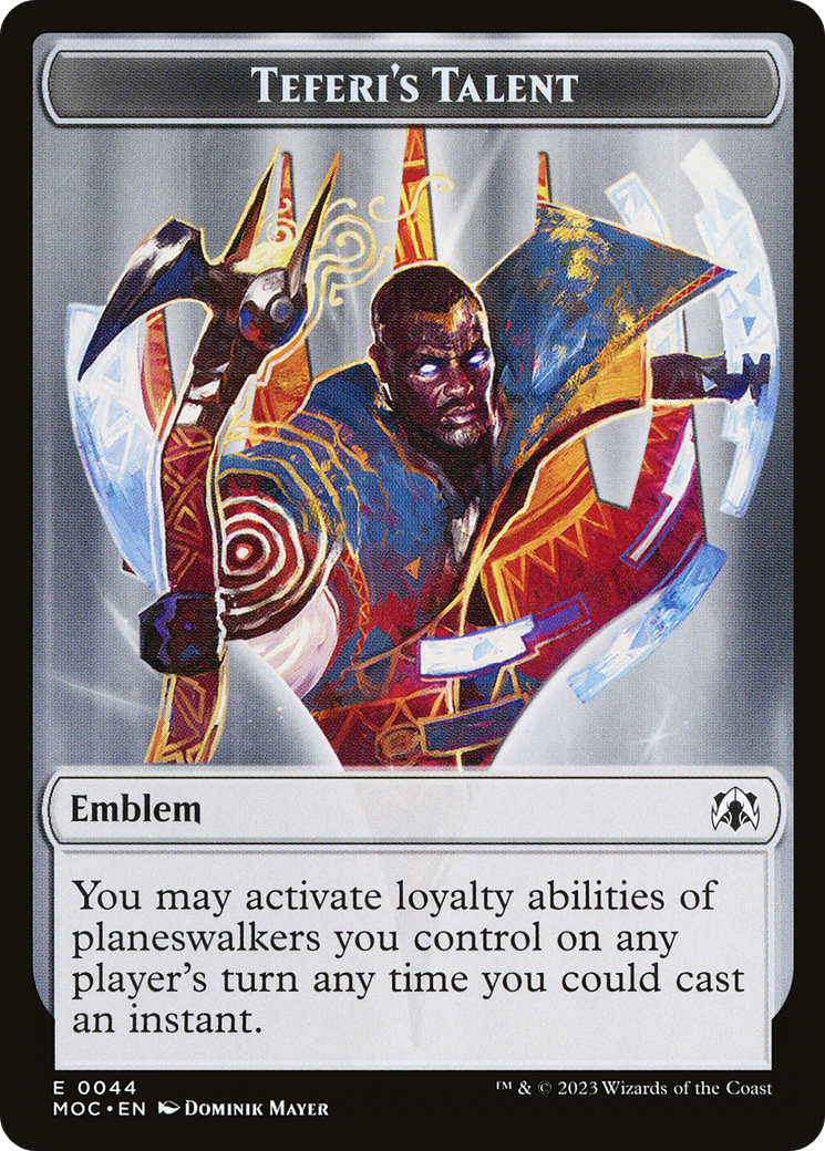 First Mate Ragavan // Teferi's Talent Emblem Double-Sided Token [March of the Machine Commander Tokens] | Golgari Games