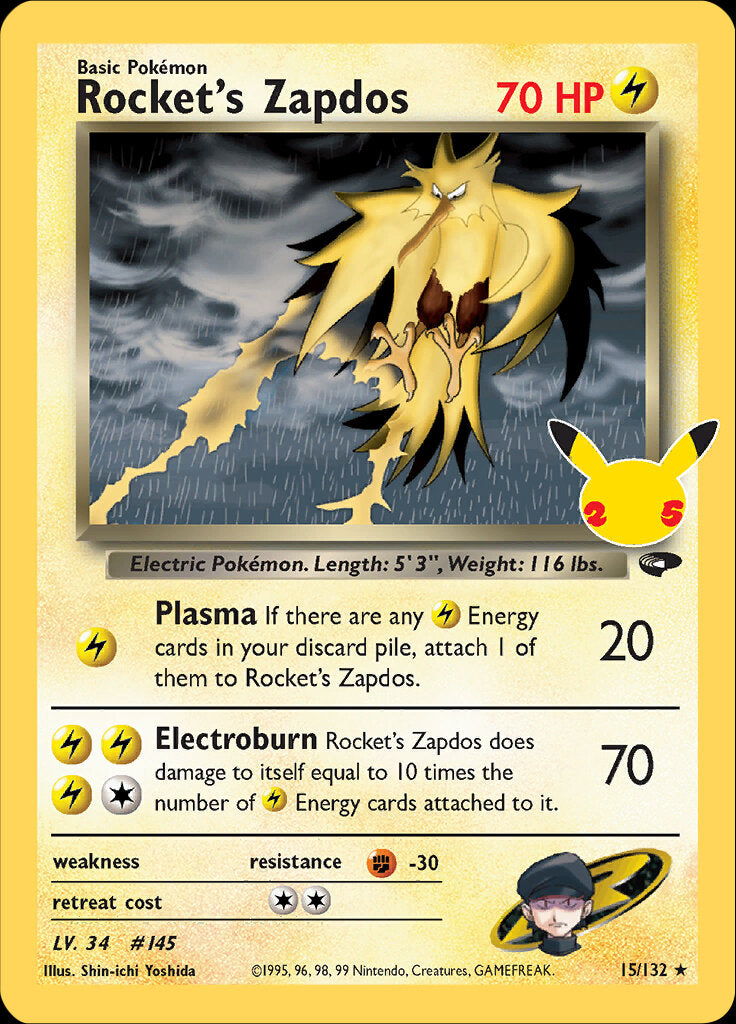 Rocket's Zapdos (15/132) [Celebrations: 25th Anniversary - Classic Collection] | Golgari Games