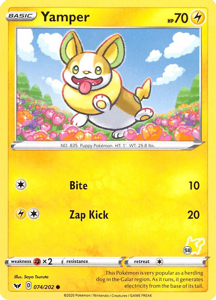 Yamper (074/202) (Pikachu Stamp #58) [Battle Academy 2022] | Golgari Games