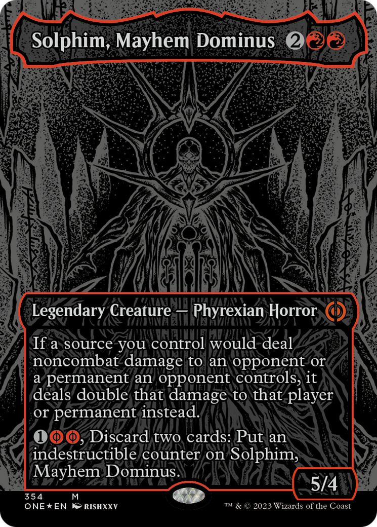 Solphim, Mayhem Dominus (Oil Slick Raised Foil) [Phyrexia: All Will Be One] | Golgari Games