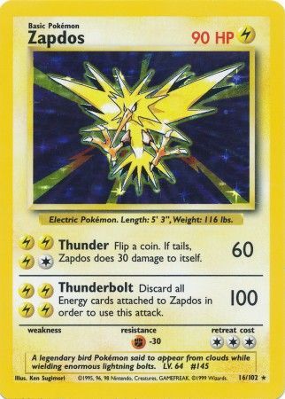 Zapdos (16/102) [Base Set Unlimited] | Golgari Games