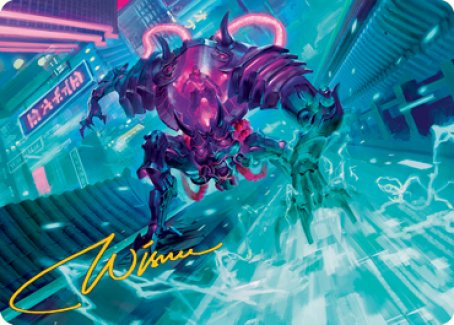 Surgehacker Mech Art Card (Gold-Stamped Signature) [Kamigawa: Neon Dynasty Art Series] | Golgari Games