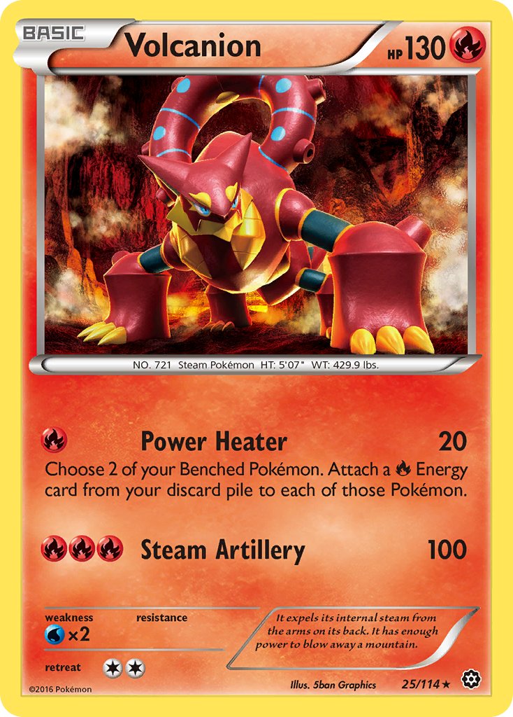 Volcanion (25/114) (Cracked Ice Holo) (Theme Deck Exclusive) [XY: Steam Siege] | Golgari Games