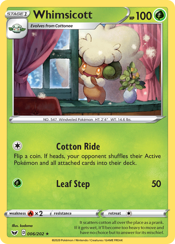 Whimsicott (006/202) [Sword & Shield: Base Set] | Golgari Games