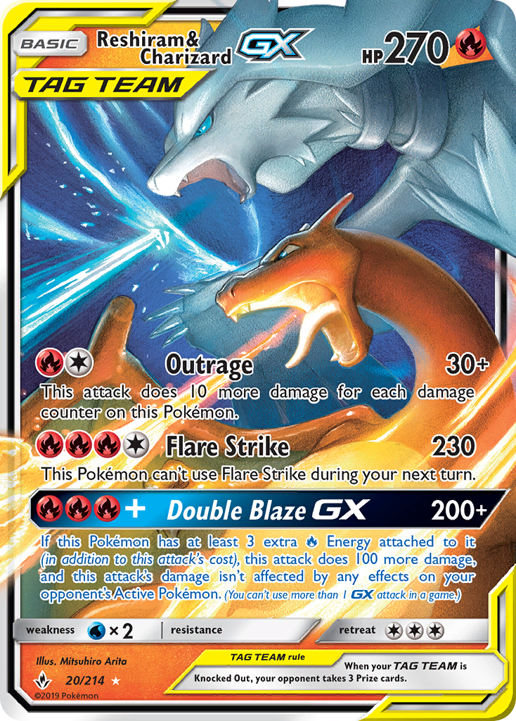 Reshiram & Charizard GX (20/214) [Sun & Moon: Unbroken Bonds] | Golgari Games