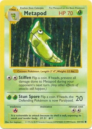 Metapod (54/102) [Base Set Shadowless Unlimited] | Golgari Games