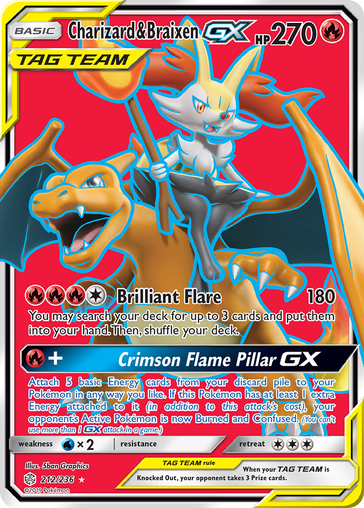 Charizard & Braixen GX (212/236) [Sun & Moon: Cosmic Eclipse] | Golgari Games