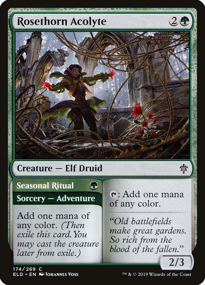 Rosethorn Acolyte // Seasonal Ritual [Throne of Eldraine] | Golgari Games