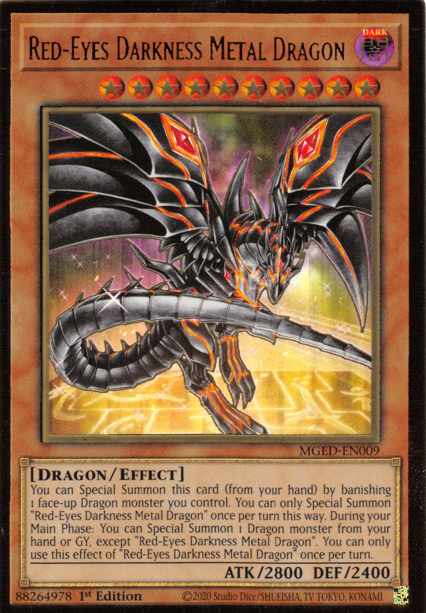 Red-Eyes Darkness Metal Dragon (Alternate Art) [MGED-EN009] Gold Rare | Golgari Games