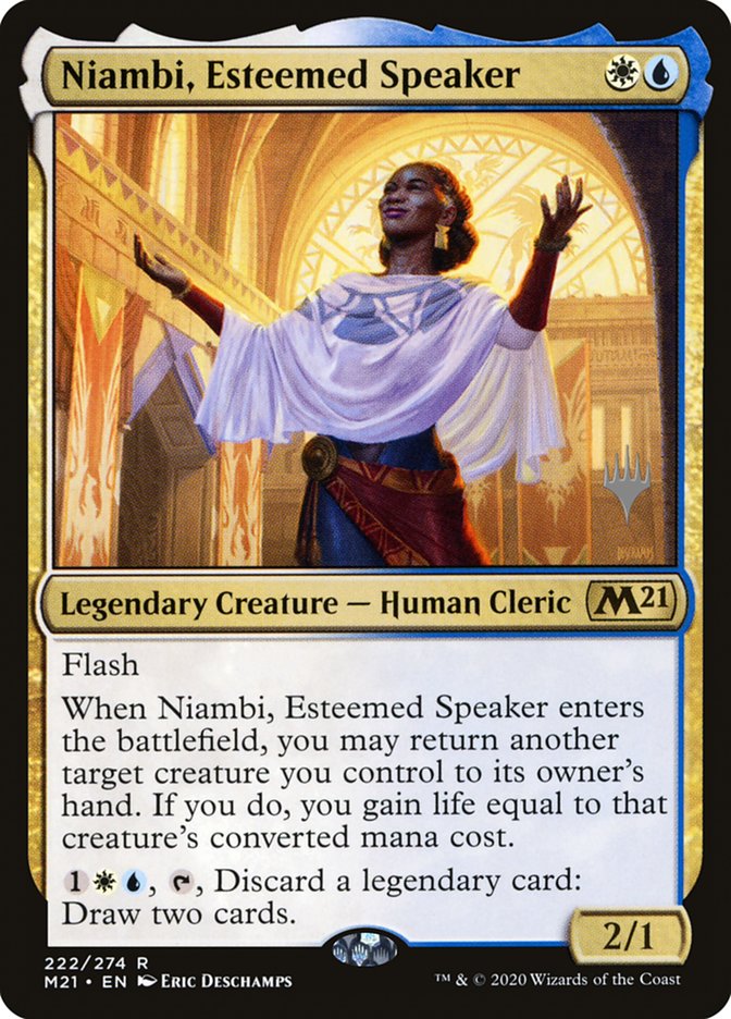 Niambi, Esteemed Speaker (Promo Pack) [Core Set 2021 Promos] | Golgari Games