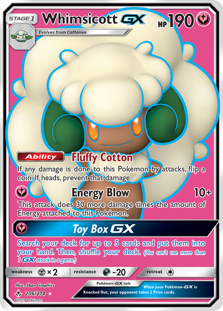 Whimsicott GX (206/214) [Sun & Moon: Unbroken Bonds] | Golgari Games