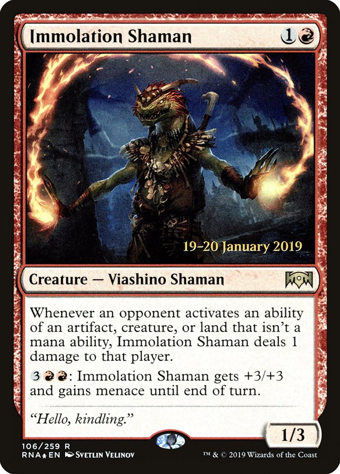 Immolation Shaman [Ravnica Allegiance Prerelease Promos] | Golgari Games