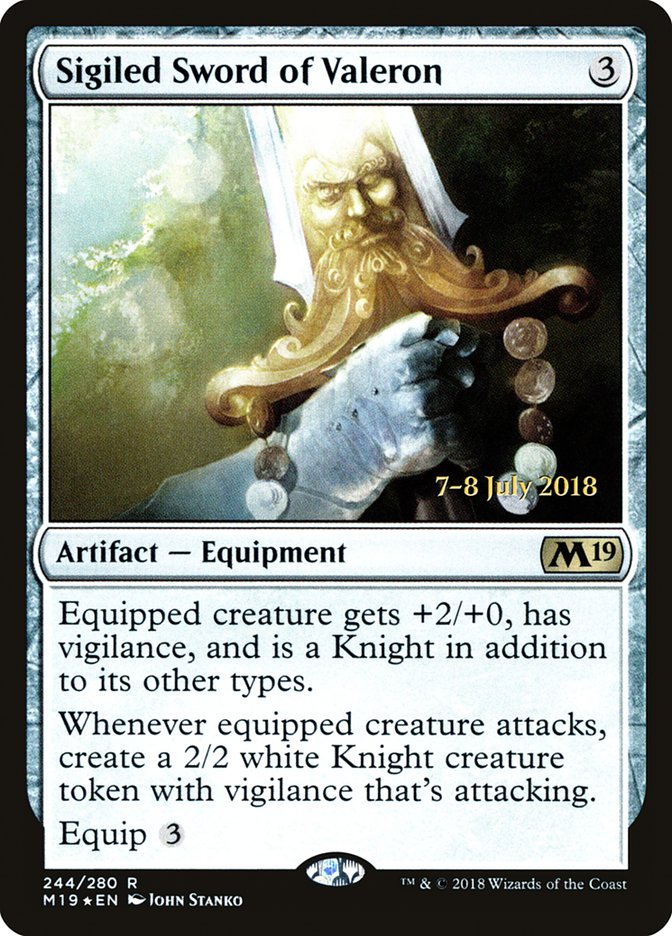 Sigiled Sword of Valeron [Core Set 2019 Prerelease Promos] | Golgari Games