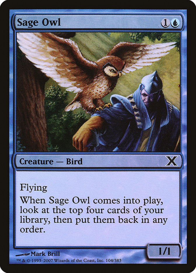 Sage Owl (Premium Foil) [Tenth Edition] | Local Legends