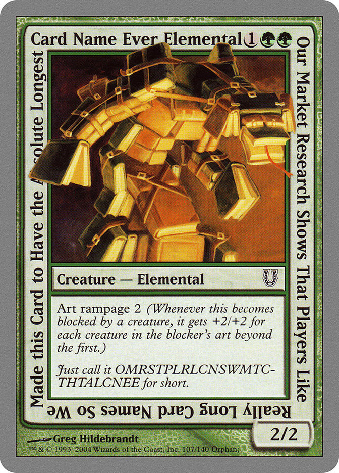 Our Market Research Shows That Players Like Really Long Card Names So We Made this Card to Have the Absolute Longest Card Name Ever Elemental [Unhinged] | Golgari Games