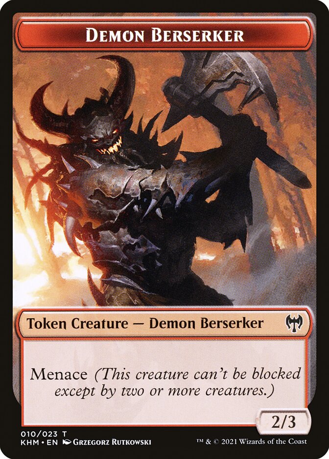 Human Warrior // Demon Berserker Double-sided Token [Kaldheim Tokens] | Local Legends