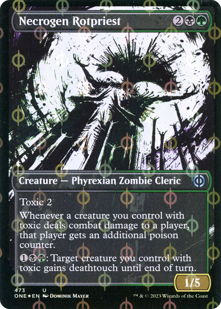 Necrogen Rotpriest (Borderless Ichor Step-and-Compleat Foil) [Phyrexia: All Will Be One] | Golgari Games