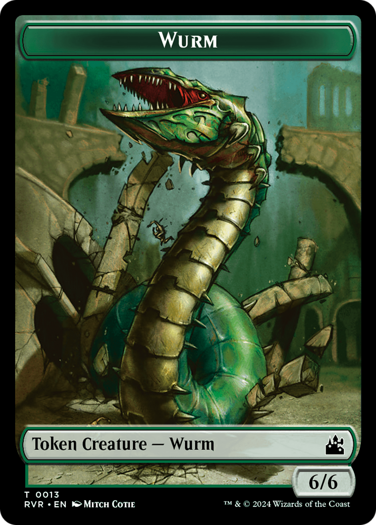 Elf Knight // Wurm Double-Sided Token [Ravnica Remastered Tokens] | Golgari Games