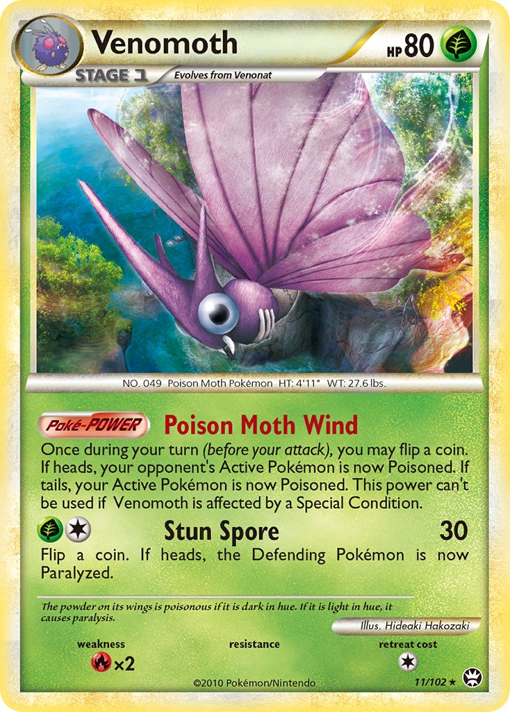 Venomoth (11/102) (Theme Deck Exclusive) [HeartGold & SoulSilver: Triumphant] | Golgari Games