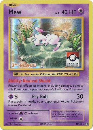 Mew (53/108) (League Promo 3rd Place) [XY: Evolutions] | Golgari Games