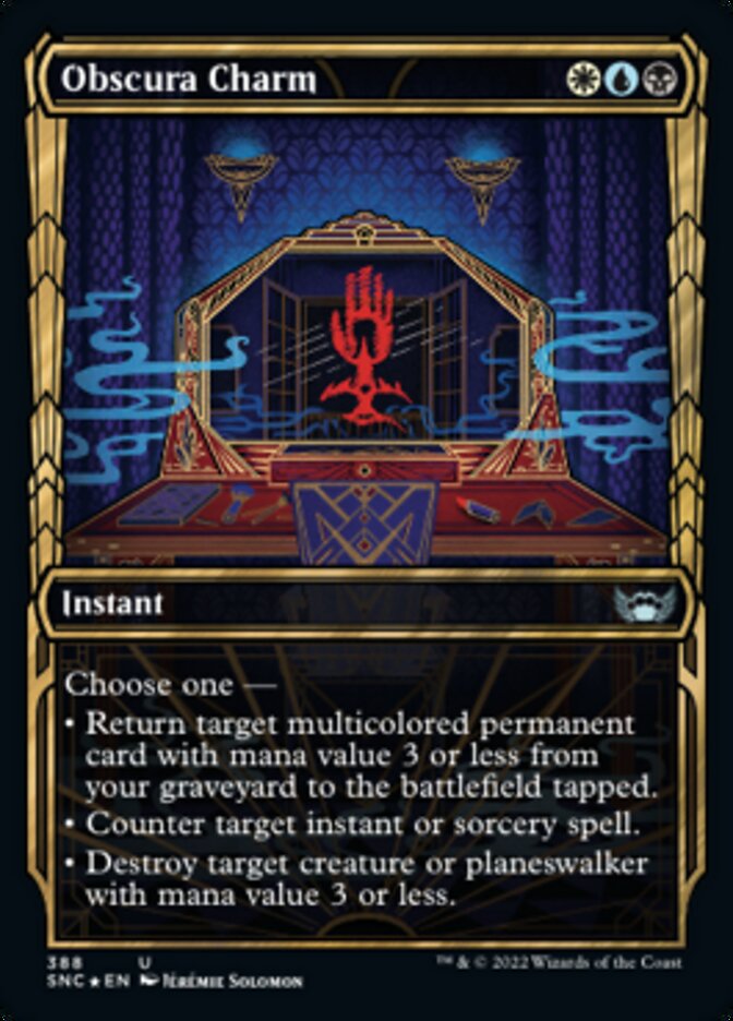 Obscura Charm (Showcase Golden Age Gilded Foil) [Streets of New Capenna] | Local Legends
