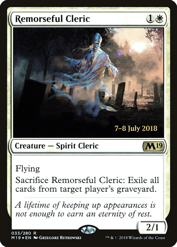 Remorseful Cleric [Core Set 2019 Prerelease Promos] | Golgari Games