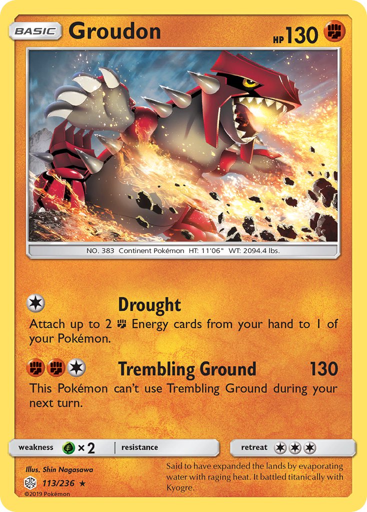 Groudon (113/236) (Cracked Ice Holo) (Theme Deck Exclusive) [Sun & Moon: Cosmic Eclipse] | Golgari Games