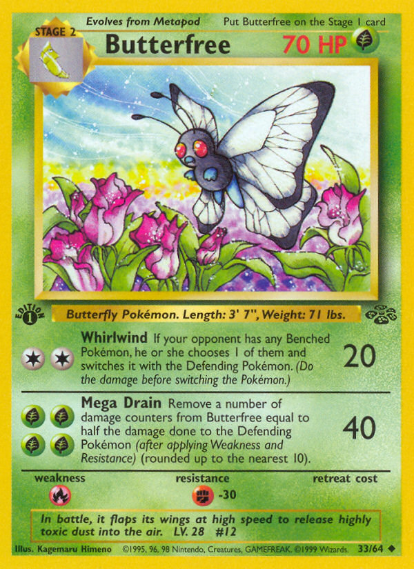 Butterfree (33/64) [Jungle 1st Edition] | Golgari Games