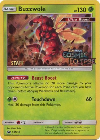 Buzzwole (SM218) (Staff Prerelease Promo) [Sun & Moon: Black Star Promos] | Golgari Games