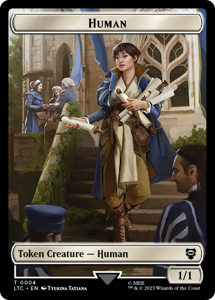 Human Knight // Human Double-Sided Token [The Lord of the Rings: Tales of Middle-Earth Commander Tokens] | Golgari Games