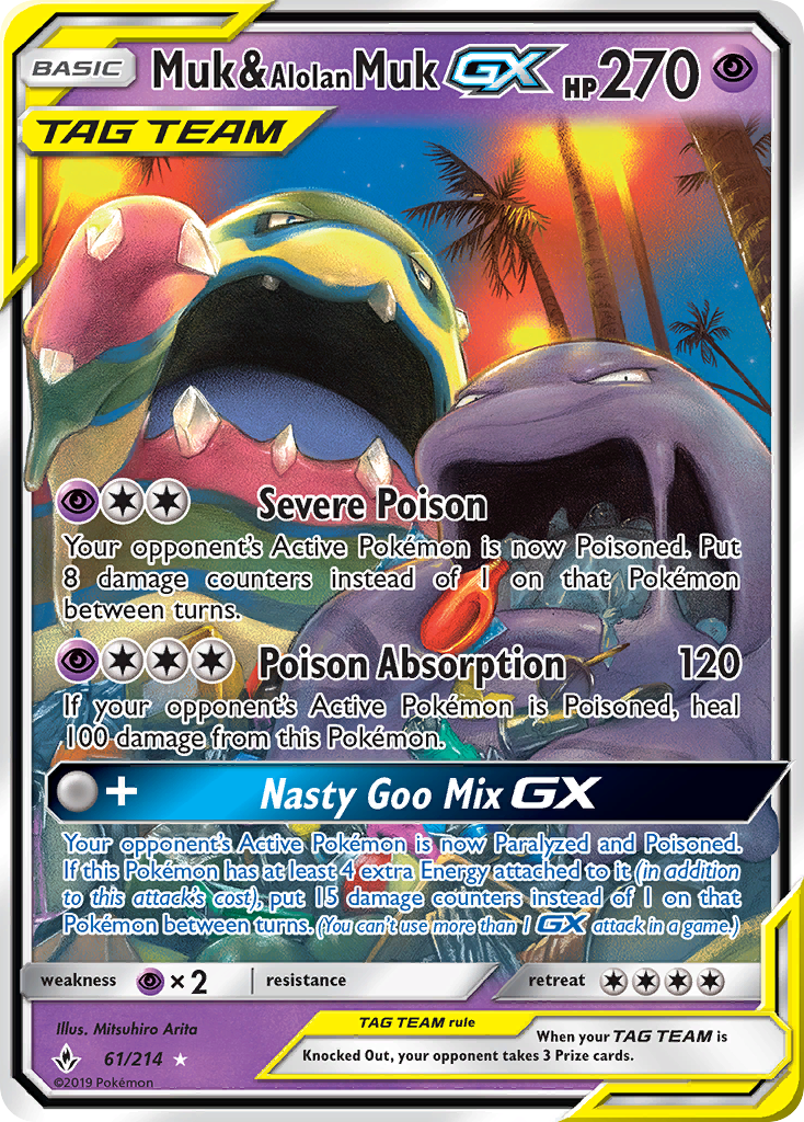 Muk & Alolan Muk GX (61/214) [Sun & Moon: Unbroken Bonds] | Golgari Games