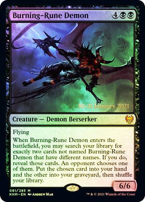 Burning-Rune Demon [Kaldheim Prerelease Promos] | Golgari Games