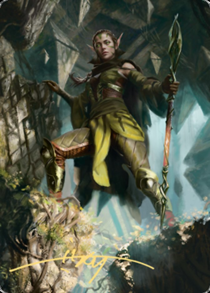 Nissa of Shadowed Boughs 1 Art Card (Gold-Stamped Signature) [Zendikar Rising Art Series] | Golgari Games