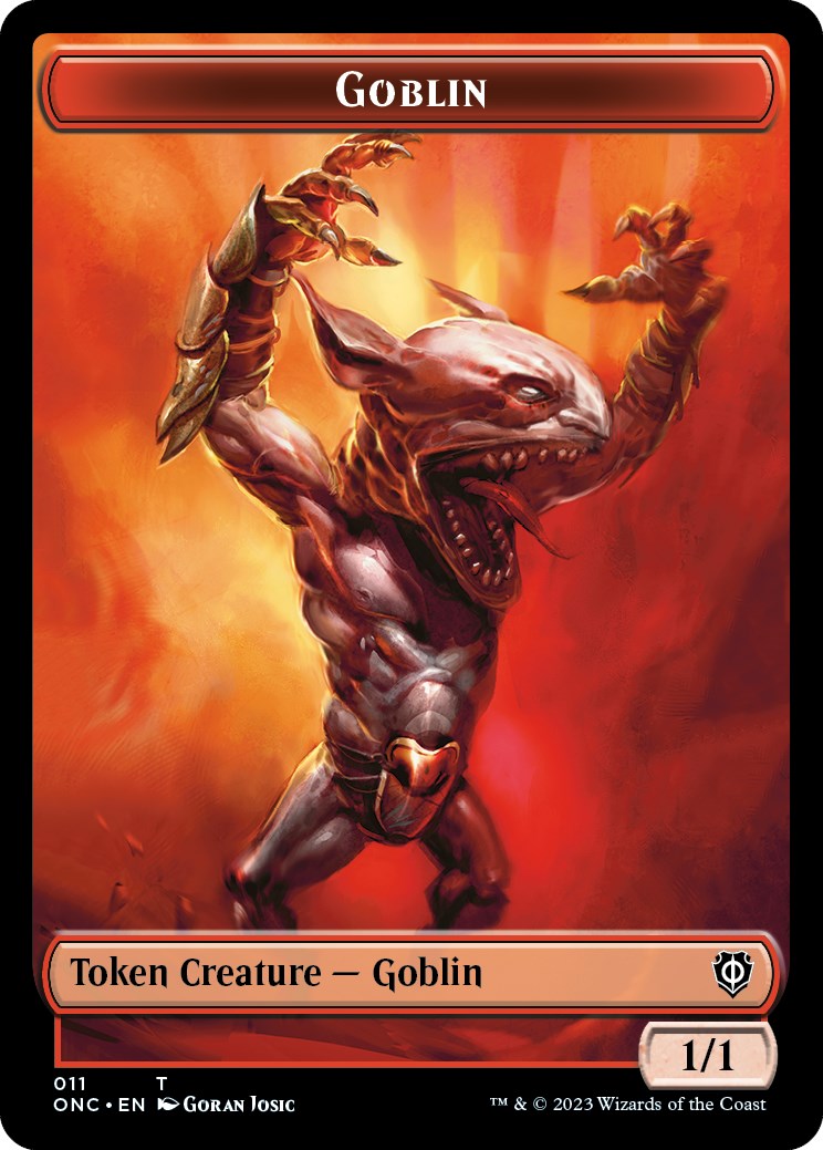 Rebel // Goblin Double-Sided Token [Phyrexia: All Will Be One Commander Tokens] | Golgari Games