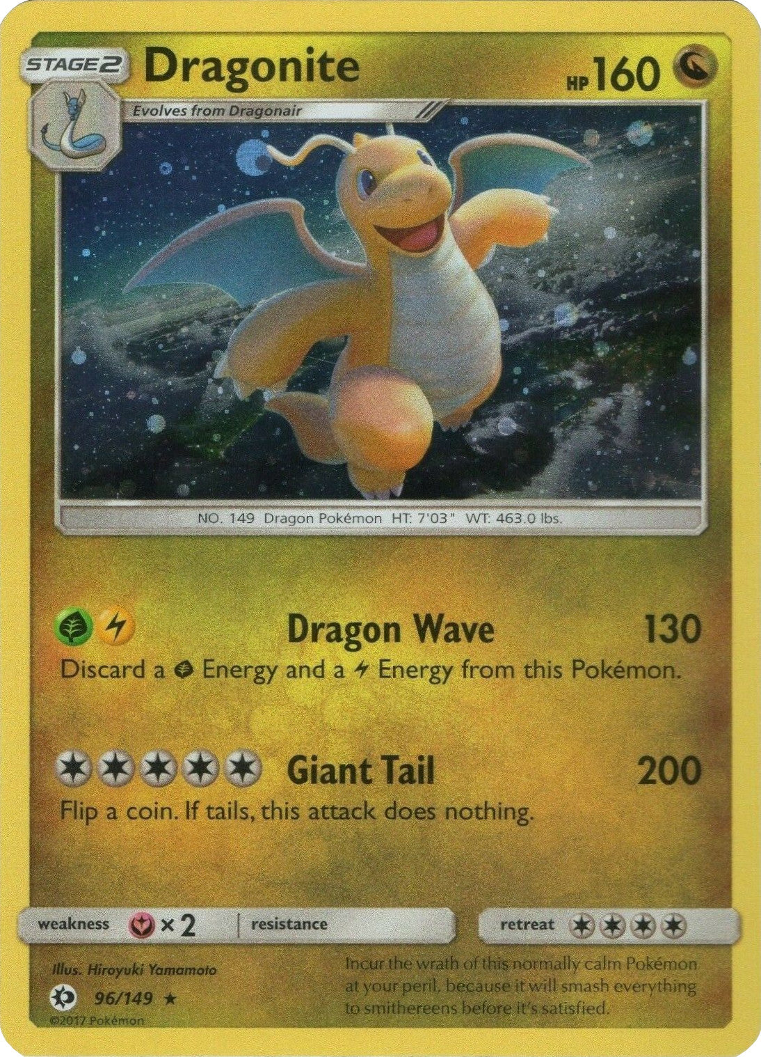 Dragonite (96/149) (Cosmos Holo) [Sun & Moon: Base Set] | Golgari Games