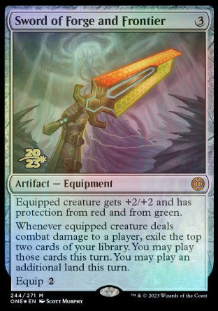 Sword of Forge and Frontier [Phyrexia: All Will Be One Prerelease Promos] | Golgari Games