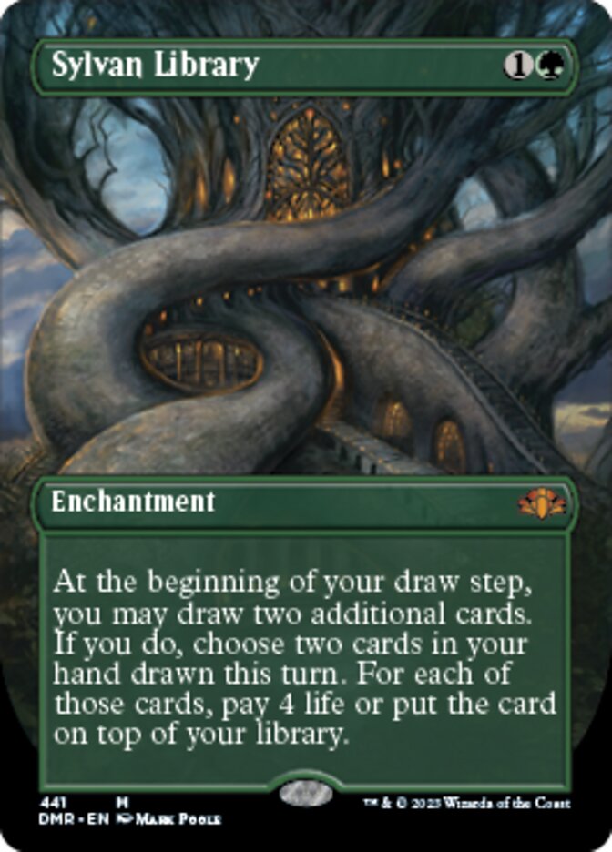 Sylvan Library (Borderless Alternate Art) [Dominaria Remastered] | Golgari Games