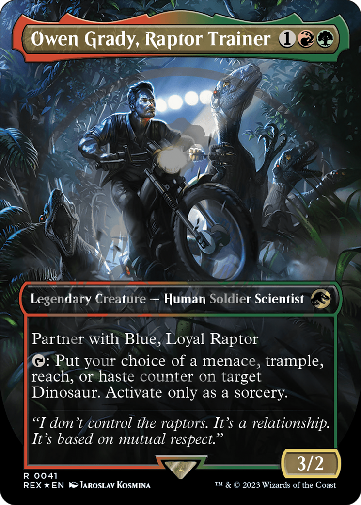 Owen Grady, Raptor Trainer Emblem (Borderless) [Jurassic World Collection Tokens] | Golgari Games